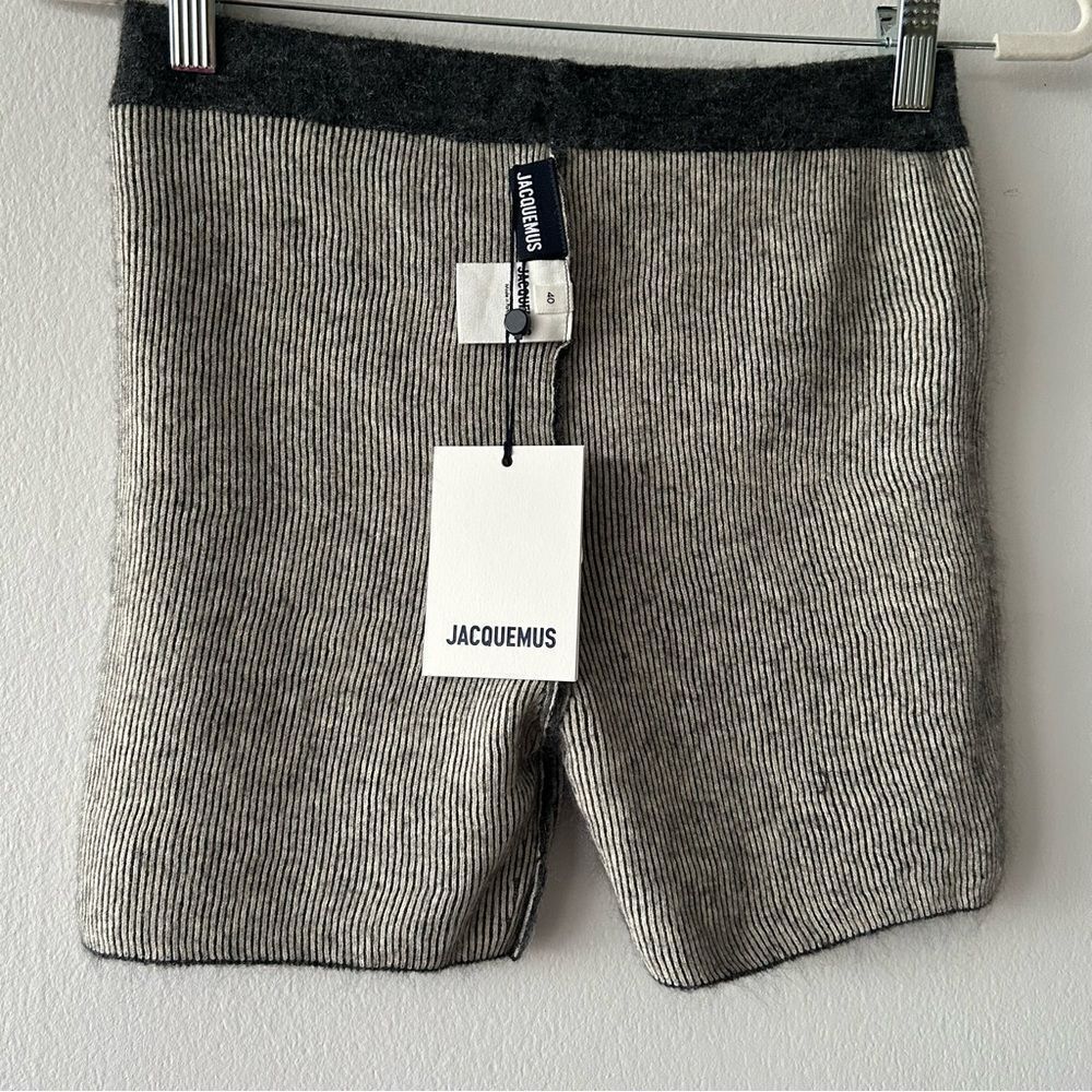 NWT JACQUEMUS Arancia Grey Striped Mohair Wool blend shorts - Picture 7 of 11